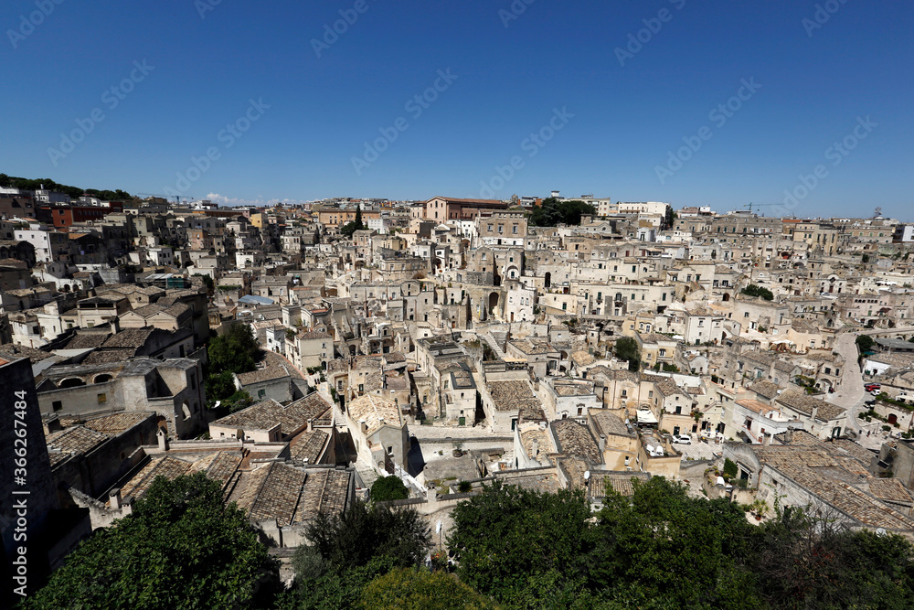 View of the ancient town of Matera called 