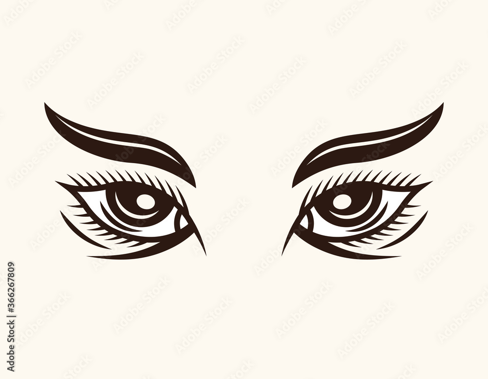 Woman eyes with eyebrows and lashes vector Woman eyes with eyebrows and lashes vector