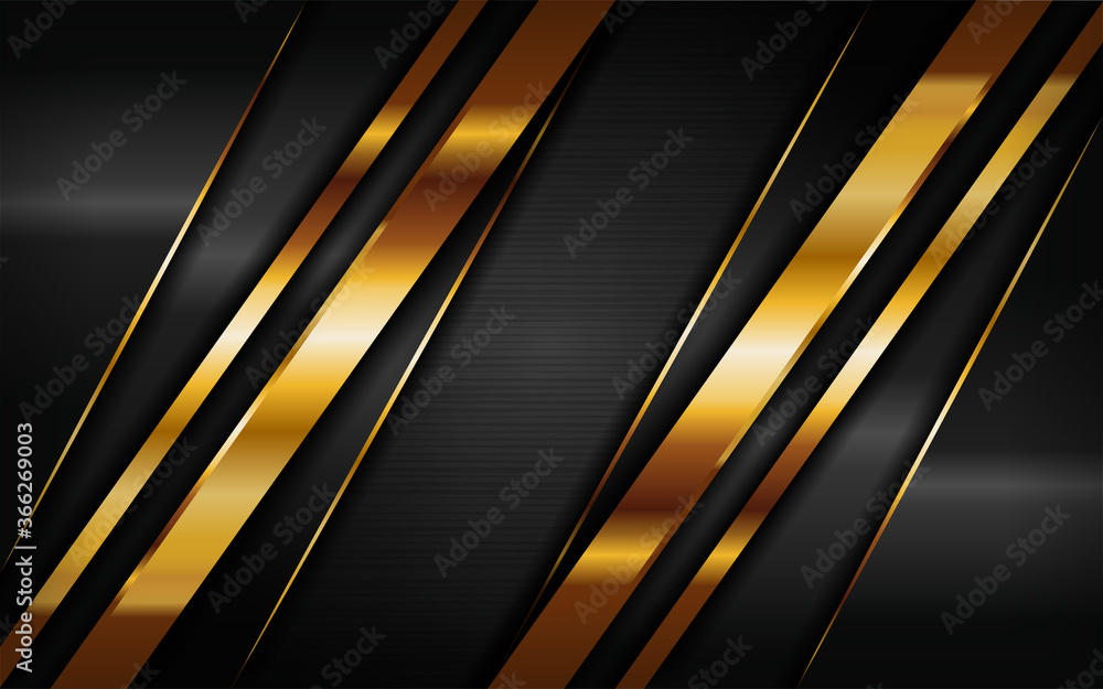 Luxury dark background with golden lines composition. Graphic design element.