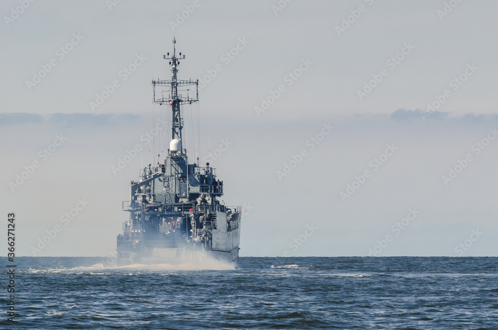 LANDING CRAFT - The warship is on patrol at sea LANDING CRAFT - The warship is on patrol at sea