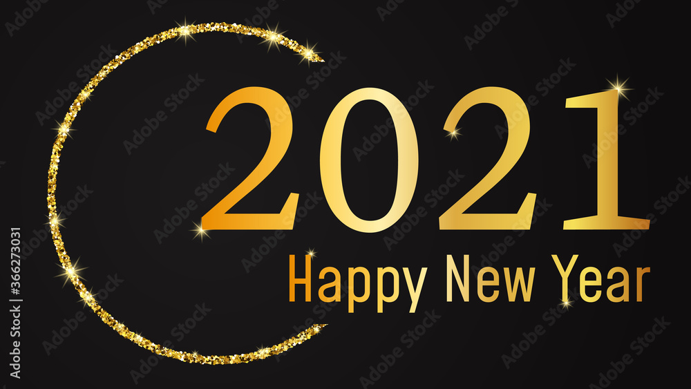 2021 Happy New Year gold background