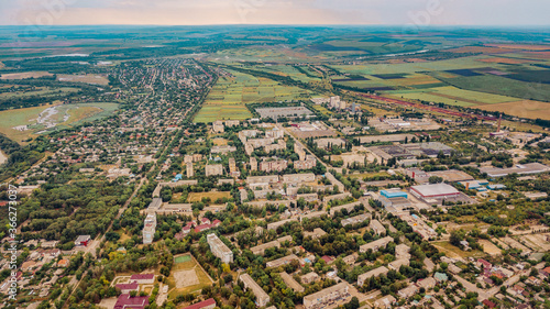 Aerial view drone shot 4k high resolution of the city Ungheni of Republic of Moldova © PicProduction