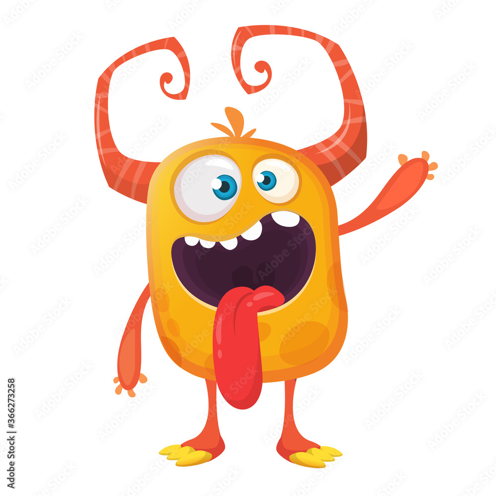 Happy cartoon monster character. Halloween vector illustration