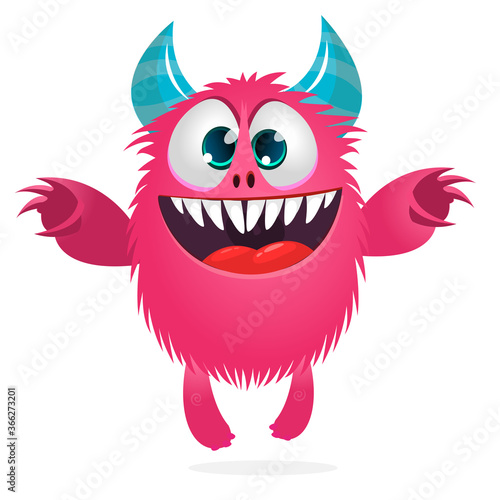 Happy cartoon monster character. Halloween vector illustration