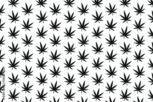 marijuana pattern. Black marijuana on white background. 