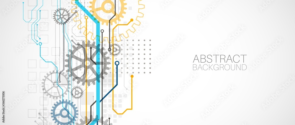 Abstract technology cogwheel concept. Circuit board, high computer color background. Vector illustration with space for content, web - template, business tech presentation. Abstract technology cogwheel concept. Circuit board, high computer color background. Vector illustration with space for content, web - template, business tech presentation.