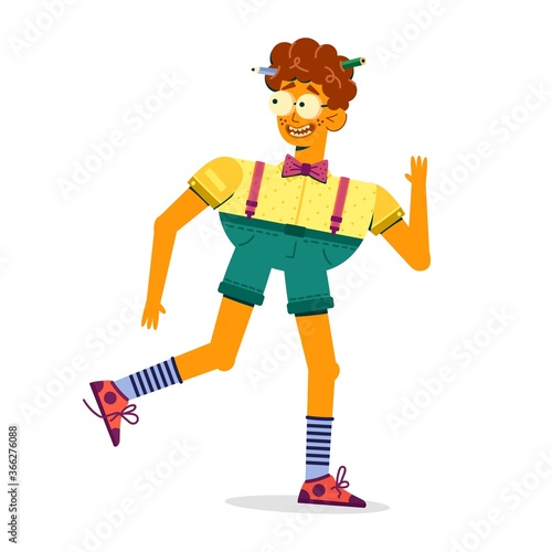 The strange guy walks forward and looks around