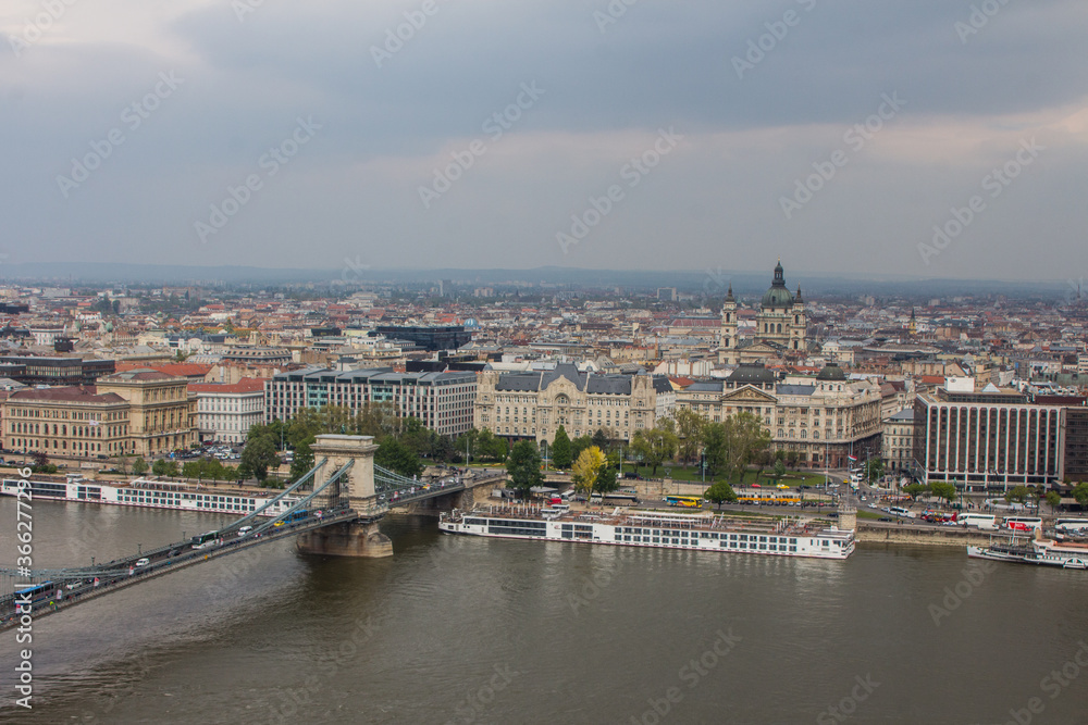 View of the Danube river embankment in Budapest. Hungary