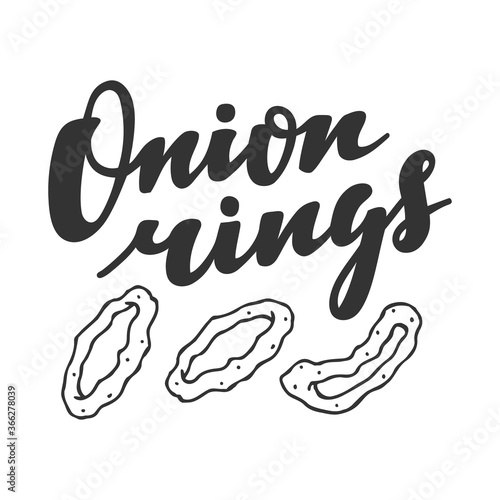 Onion rings vector hand drawn lettering