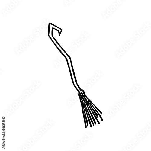 Single vector doodle element isolated on white background. Witch broom