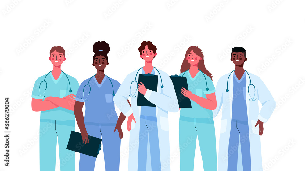 Set of doctors characters. Medical team concept in vector illustration design. Medical staff doctor nurse therapist surgeon professional hospital workers, group of medics. Set of doctors characters. Medical team concept in vector illustration design. Medical staff doctor nurse therapist surgeon professional hospital workers, group of medics.
