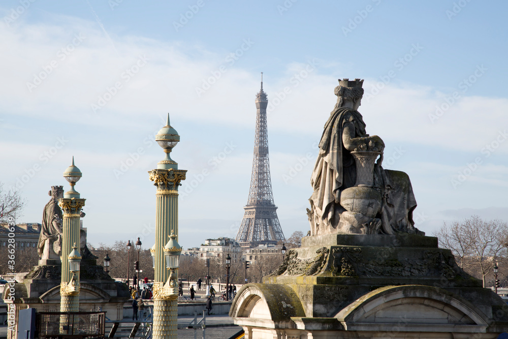 Fototapeta premium Eiffel Tower; Place de la Concorde Square; Paris