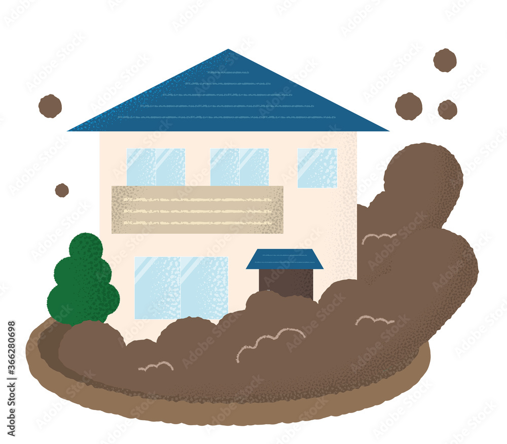 土砂災害に遭う住宅のベクターイラスト Stock Vector | Adobe Stock