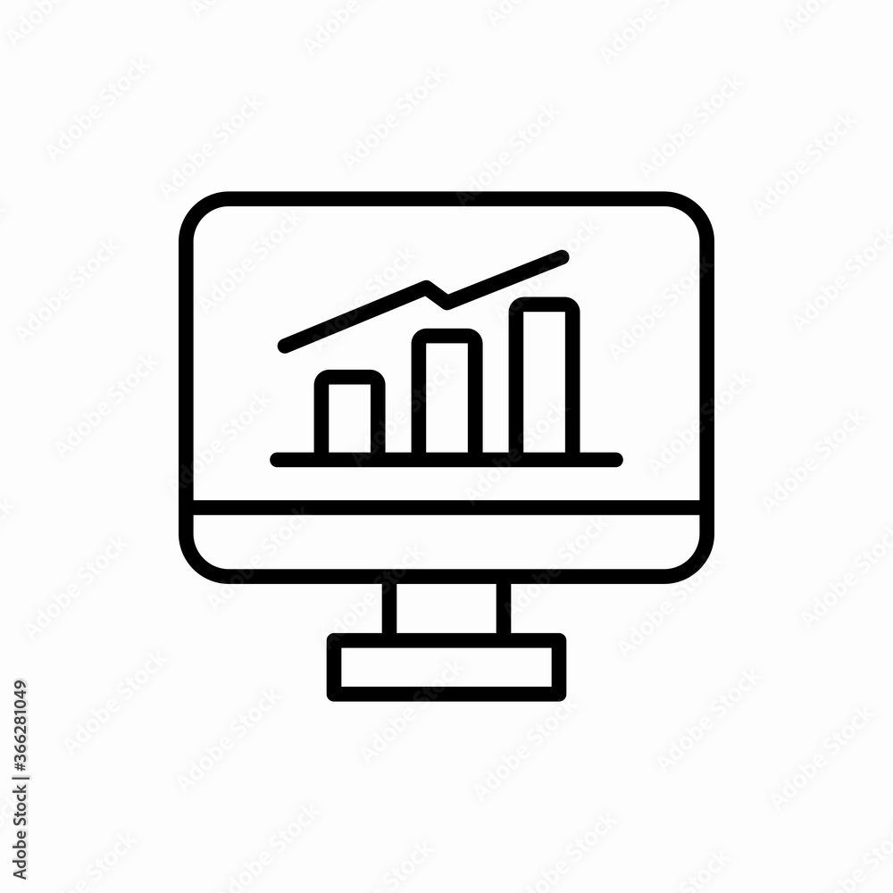 Outline monitor with chart icon.Monitor with chart vector illustration. Symbol for web and mobile Outline monitor with chart icon.Monitor with chart vector illustration. Symbol for web and mobile