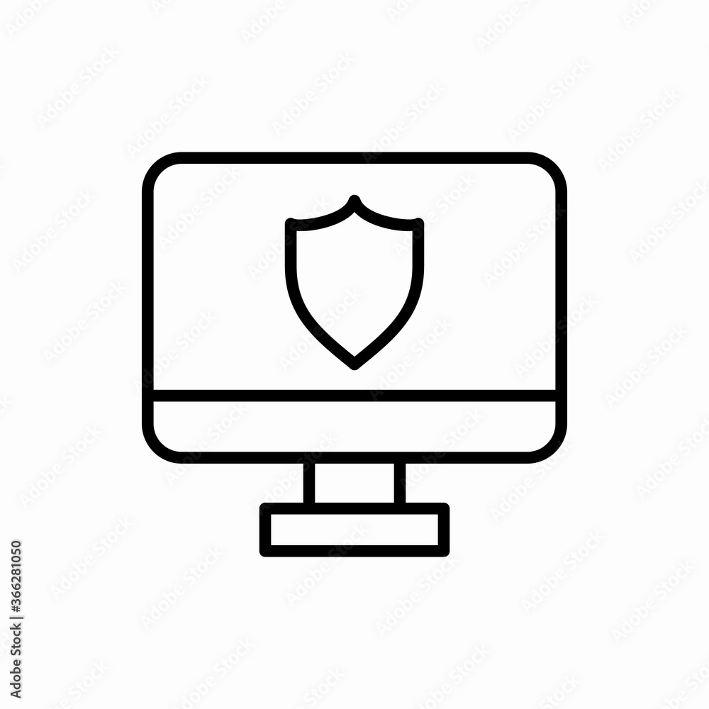 Outline monitor with shield icon.Monitor with shield vector illustration. Symbol for web and mobile Outline monitor with shield icon.Monitor with shield vector illustration. Symbol for web and mobile