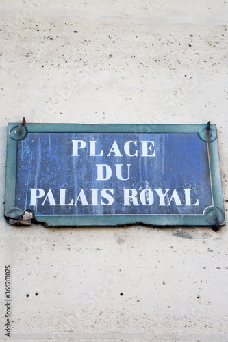 Place du Palais Royal Street Sign; Paris