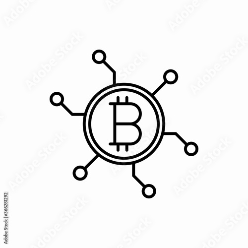 Outline network bitcoin icon.Network bitcoin vector illustration. Symbol for web and mobile