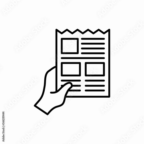 Outline newspapers with hand icon.Newspapers with hand vector illustration. Symbol for web and mobile