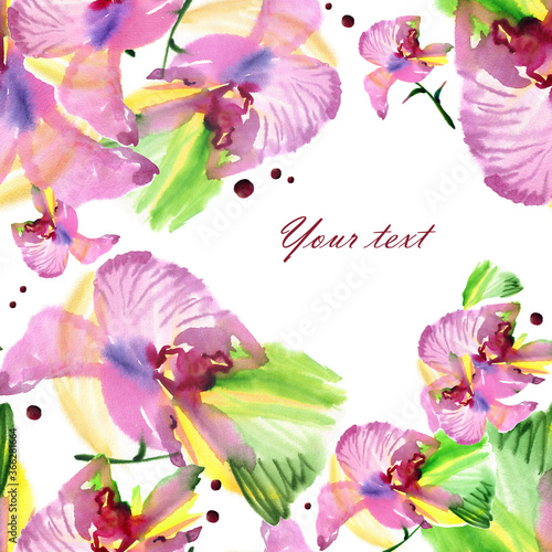  Watercolor floral background orchid