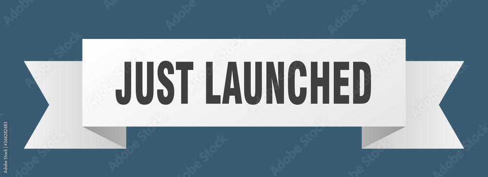 just launched ribbon. just launched paper band banner sign just launched ribbon. just launched paper band banner sign