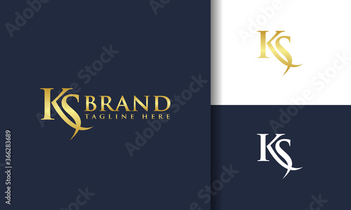luxury letter logo KS photo