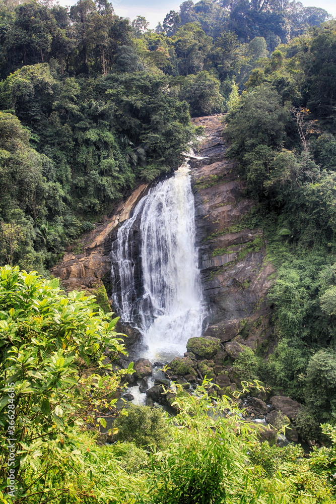 Waterfall in the mountains on the way to Munnar, Kerala