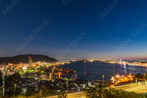 和布刈公園第二展望台から見る関門海峡の夜景【福岡県北九州市】