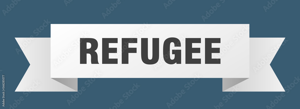 refugee ribbon. refugee paper band banner sign refugee ribbon. refugee paper band banner sign