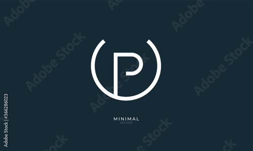 Alphabet letter icon logo UP or PU