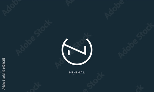 Alphabet letter icon logo UN or NU