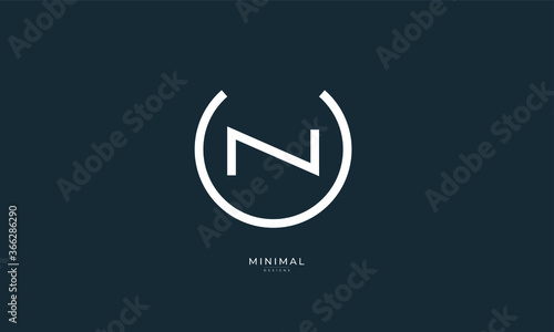 Alphabet letter icon logo UN or NU