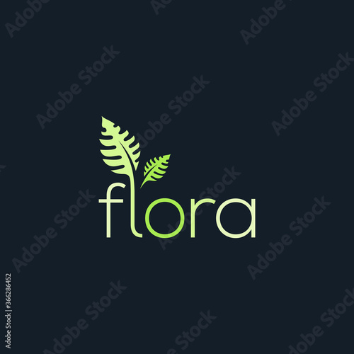 flora logo typography leaf green
