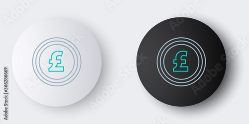 Line Coin money with pound sterling symbol icon isolated on grey background. Banking currency sign. Cash symbol. Colorful outline concept. Vector.
