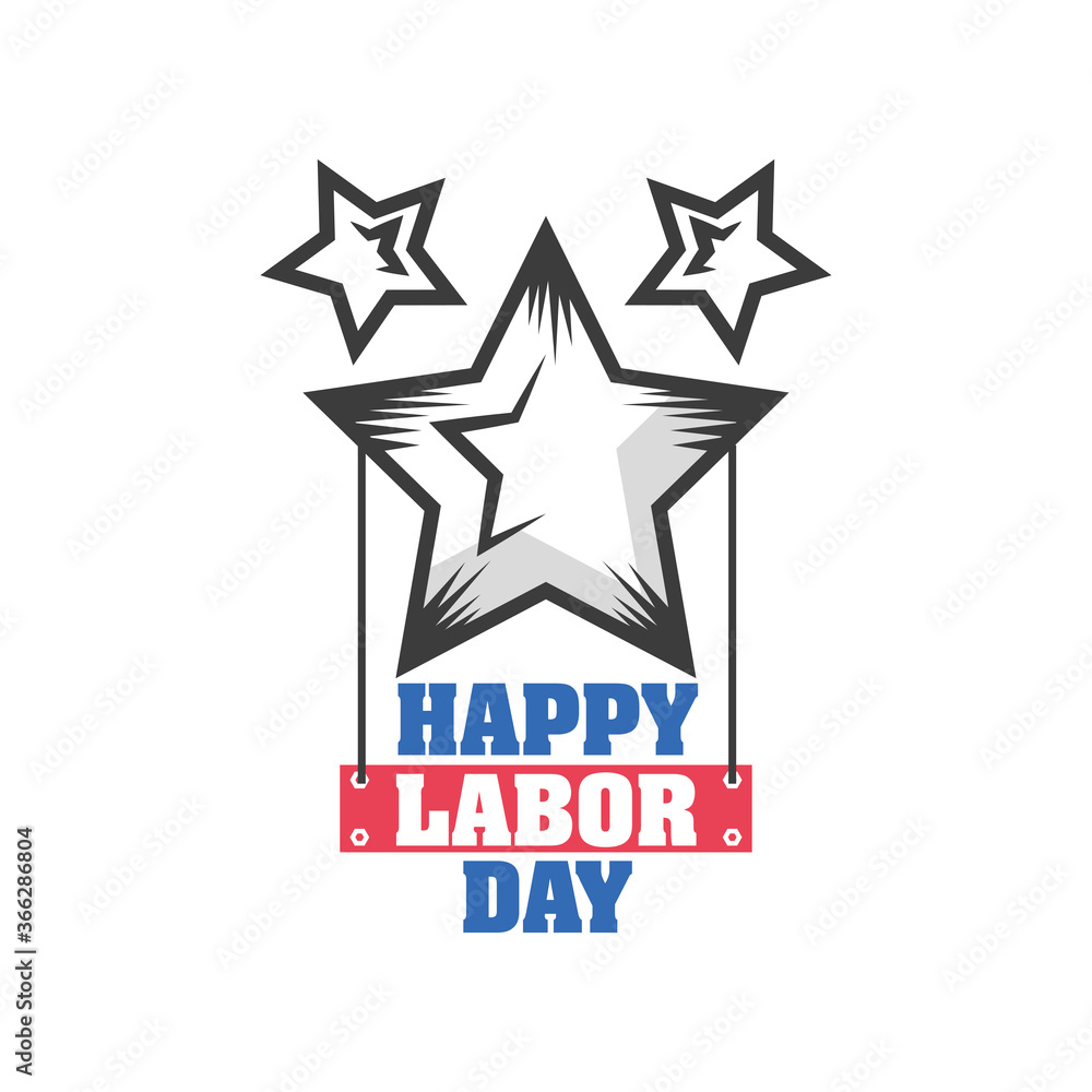 Obraz premium label happy labor day celebration on white background