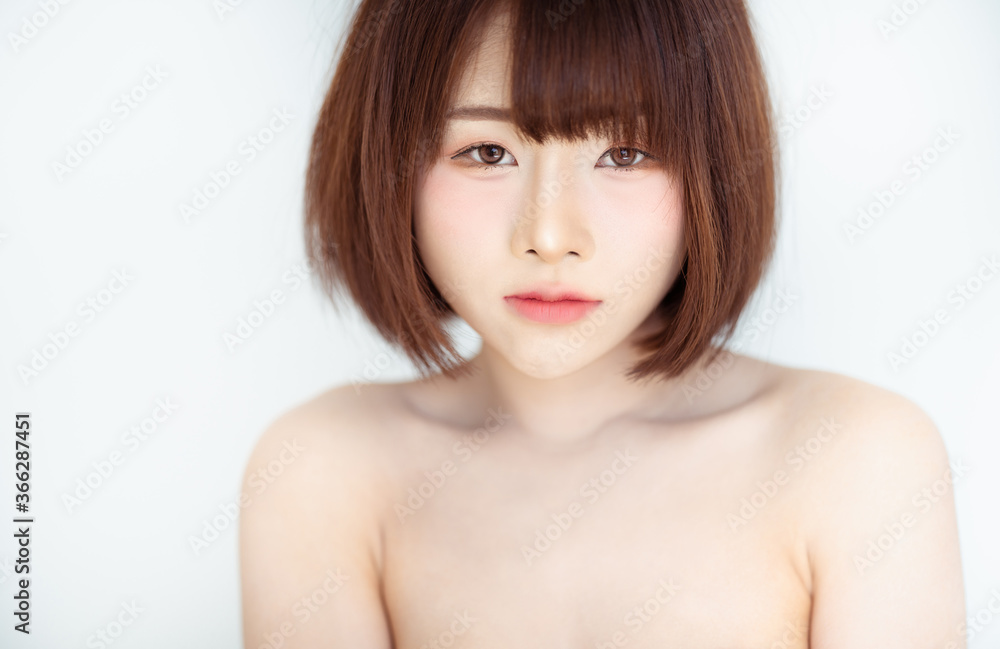 Headshot portrait of young asian woman sexy girl using as background cosmetics woman makeup fashion people model