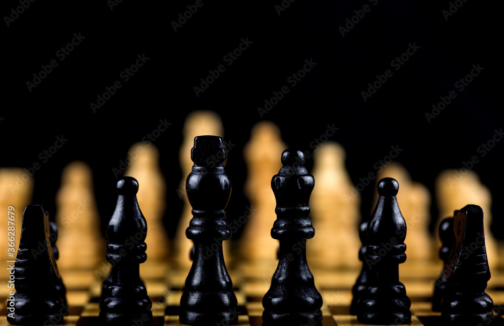 Selective Focus View of Chess Pieces on a Chess Board Selective Focus View of Chess Pieces on a Chess Board