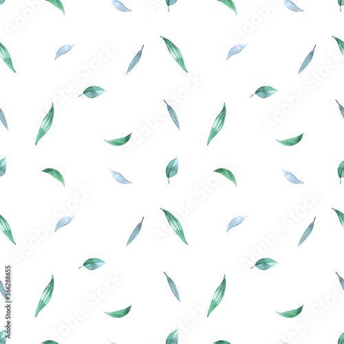 watercolor seamless pattern with leaves. Hand-drawn background. Floral vintage pattern