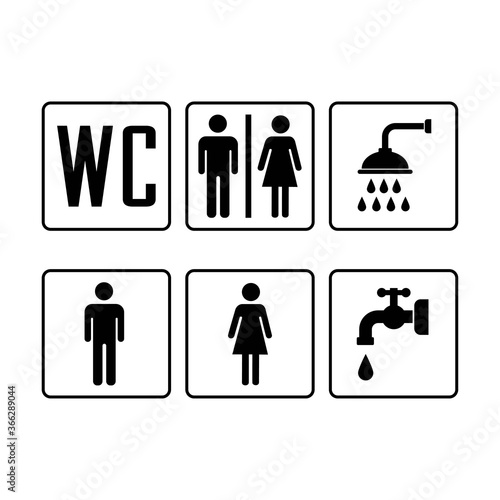 Toilet icon set, wc restroom sign, vector illustration