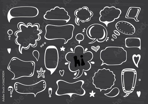 Speech and Thought Bubbles Vector illustration. Hand Drawn doodle Talk clouds