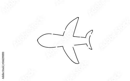 アナログ手書き風のゆるいタッチのアイコン：飛行機