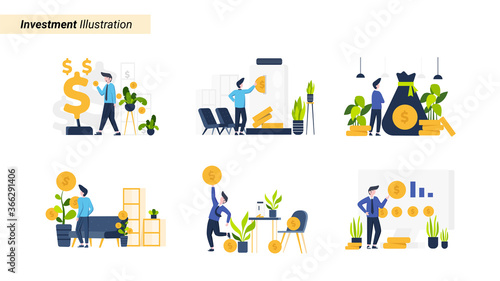 People invest in stocks and assets vector illustration, suitable for landing page, ui, website, mobile app, editorial, poster, flyer, article, and banner
