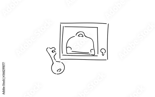 アナログ手書き風のゆるいタッチのアイコン：コインロッカー