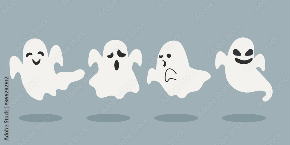 Obraz premium Set of halloween ghosts vector illustration