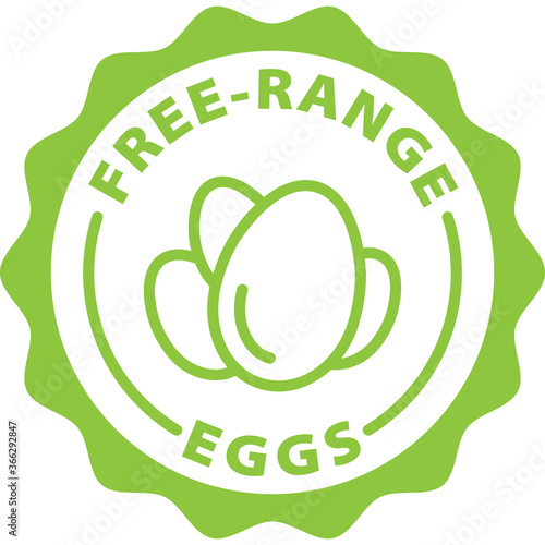 free range eggs isolated green outline stamp icon vector circle