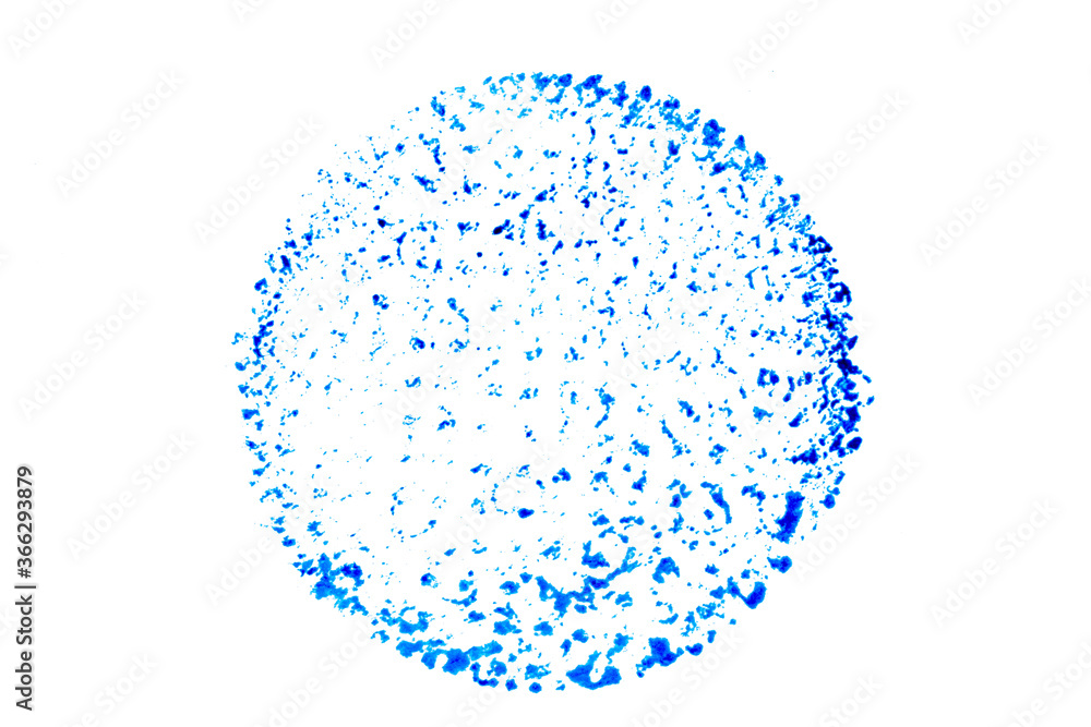 Blue color ink in round shape textured background as stamp or frame with copy space Blue color ink in round shape textured background as stamp or frame with copy space
