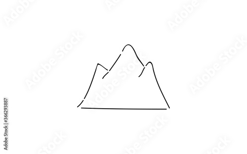 アナログ手書き風のゆるいタッチのアイコン：山