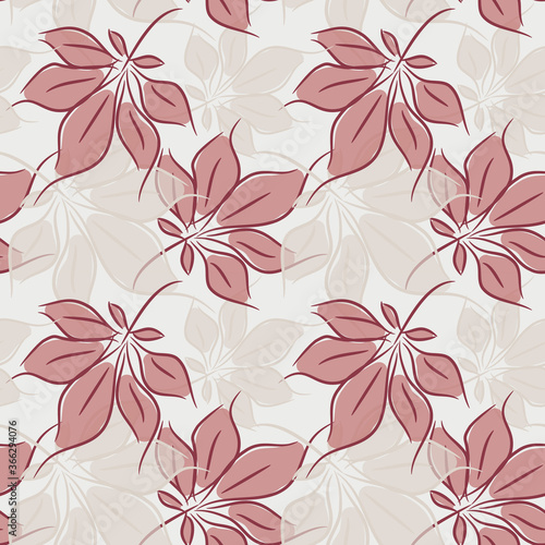 Chestnut leaves floral seamless pattern or backdrop