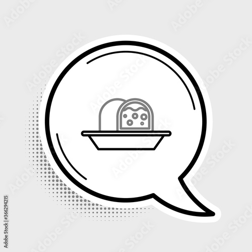 Line Marzipan sponge cake icon isolated on grey background. Merry Christmas and Happy New Year. Colorful outline concept. Vector.
