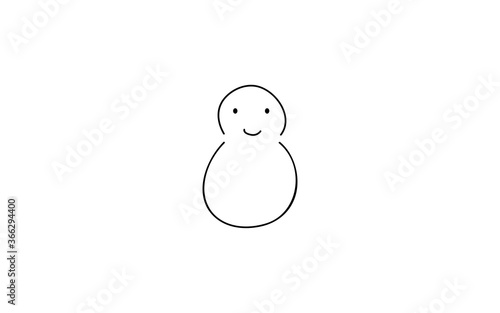 アナログ手書き風のゆるいタッチのアイコン：雪だるま