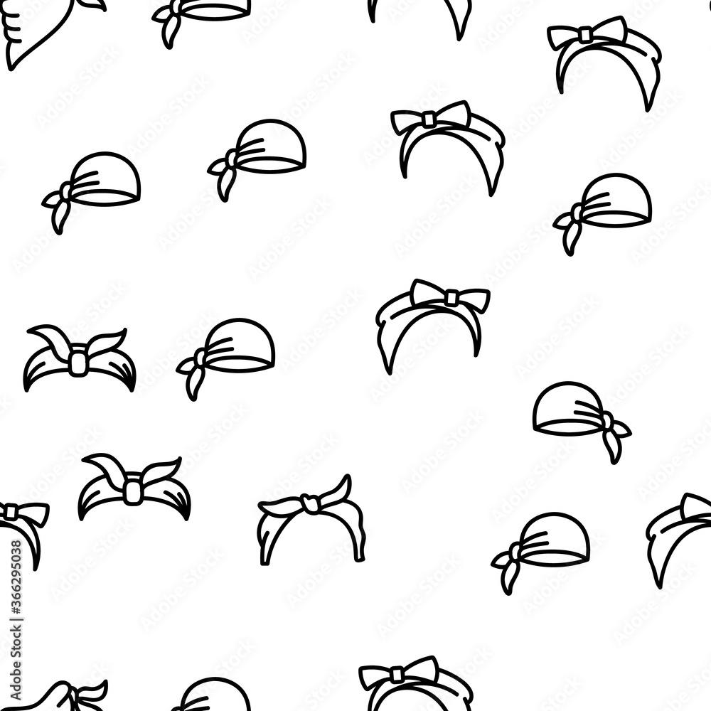Bandana Hats Vector Seamless Pattern Thin Line Illustration Bandana Hats Vector Seamless Pattern Thin Line Illustration